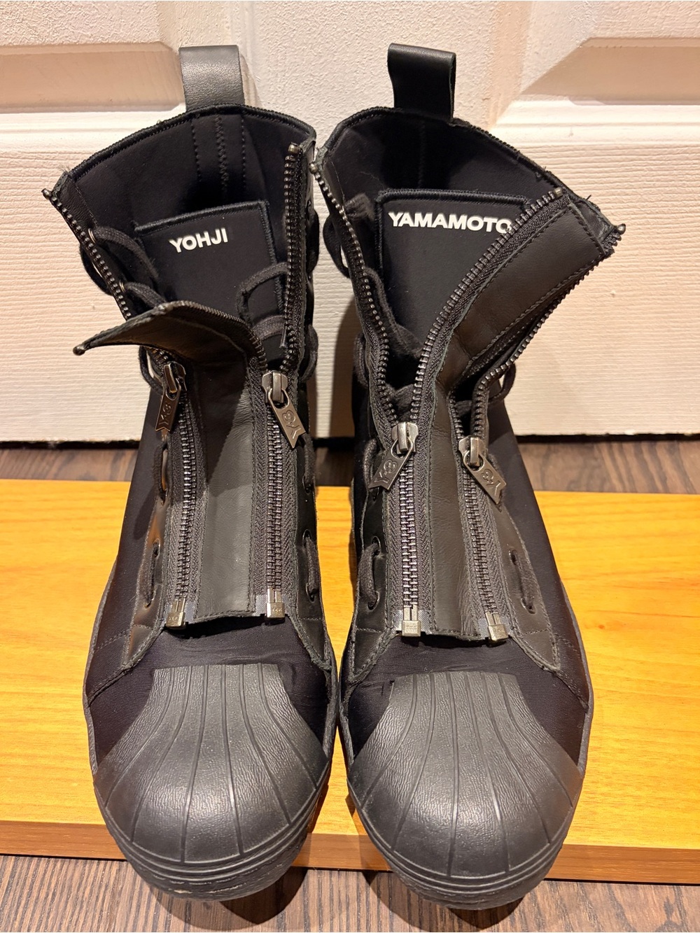 Yohji Yamamoto Black Zip-Front High-Top Sneakers